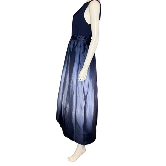 SL Fashions Ombré Satin Bow Sash Gown Navy/Wedgewood Women’s Sz 16 NWT - Picture 3 of 10
